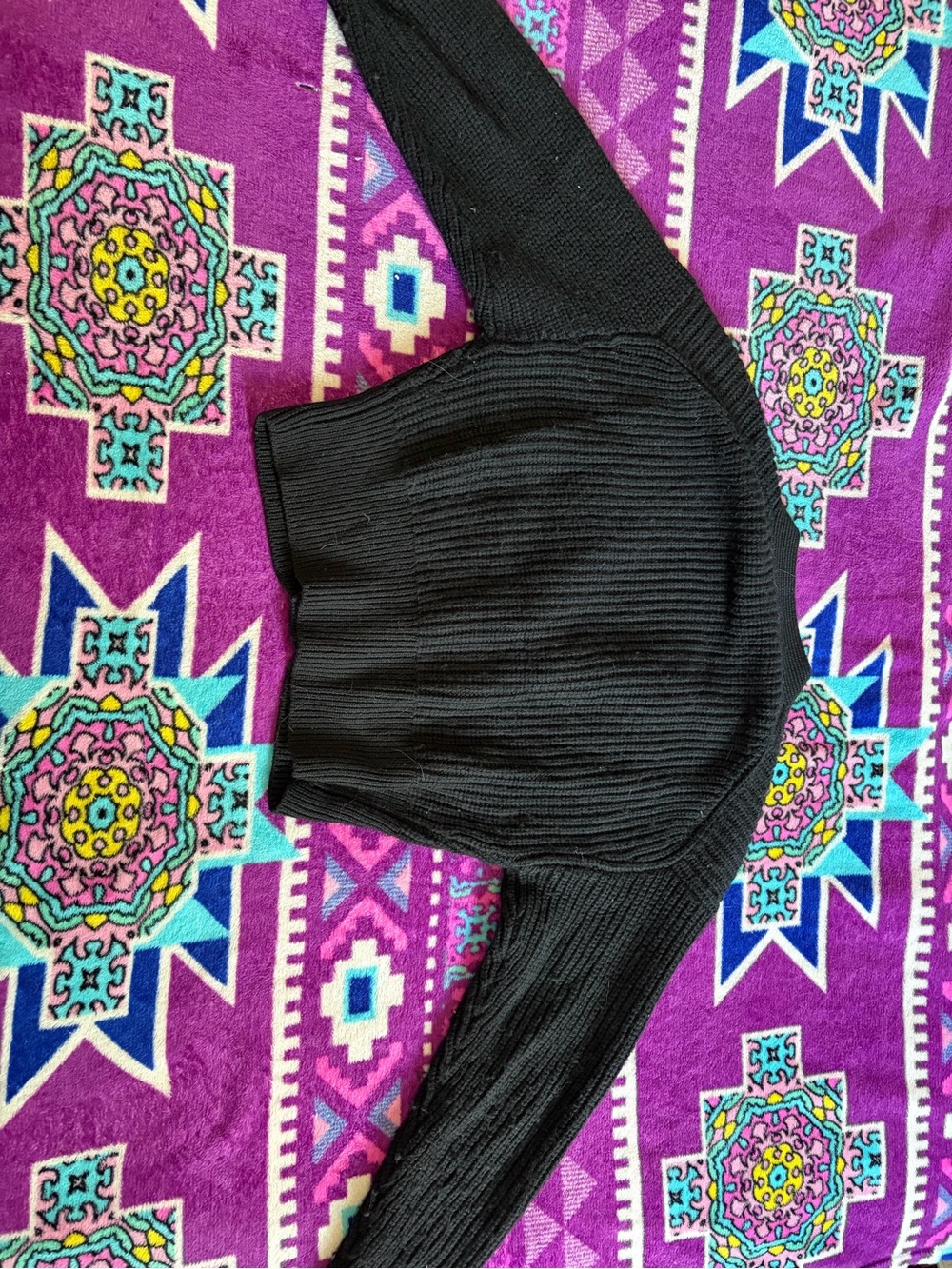 Black Ribbed Button-Front Cardigan - Picture 2 of 3